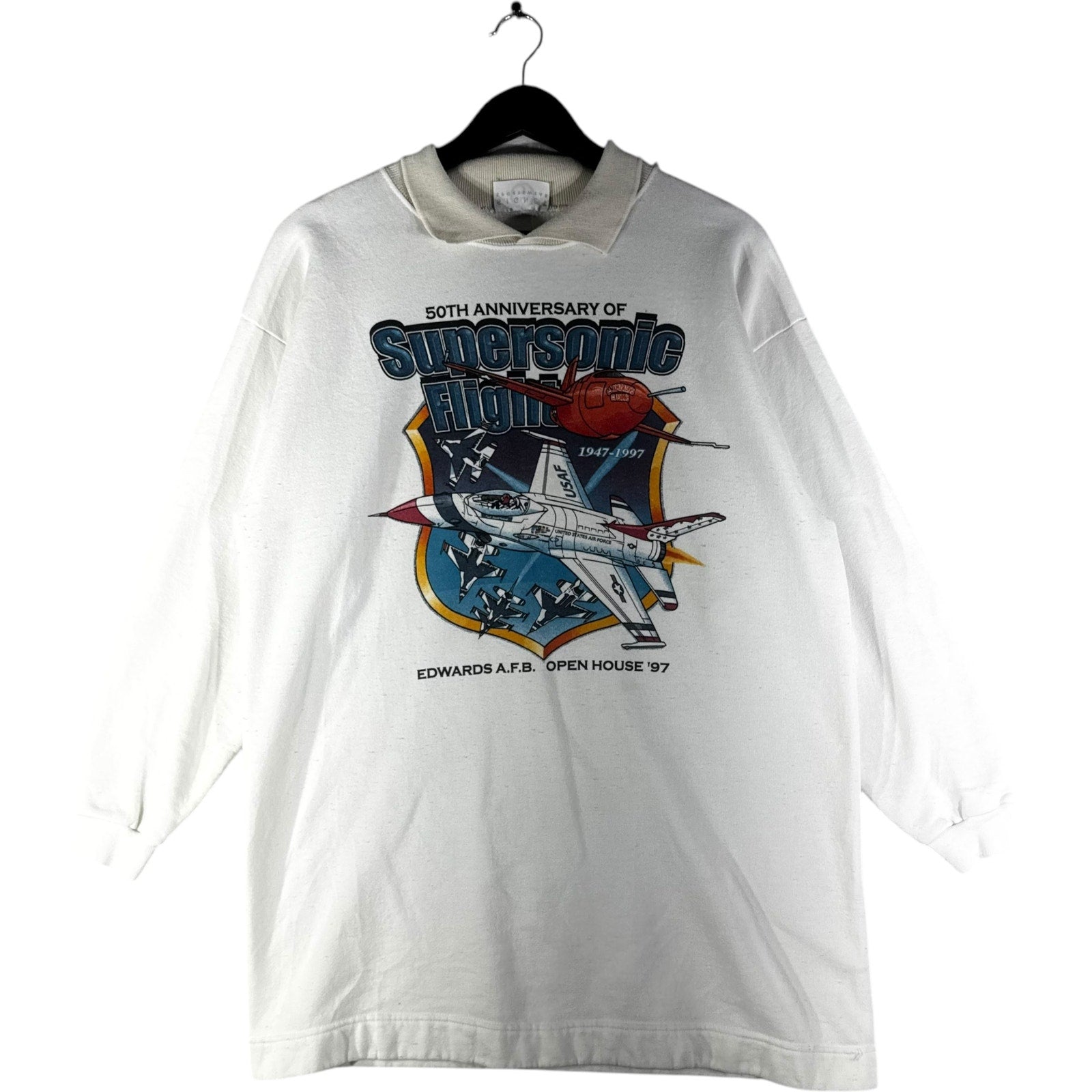 Vintage Supersonic Flight Edwards 50th Anniversary Collared Crewneck