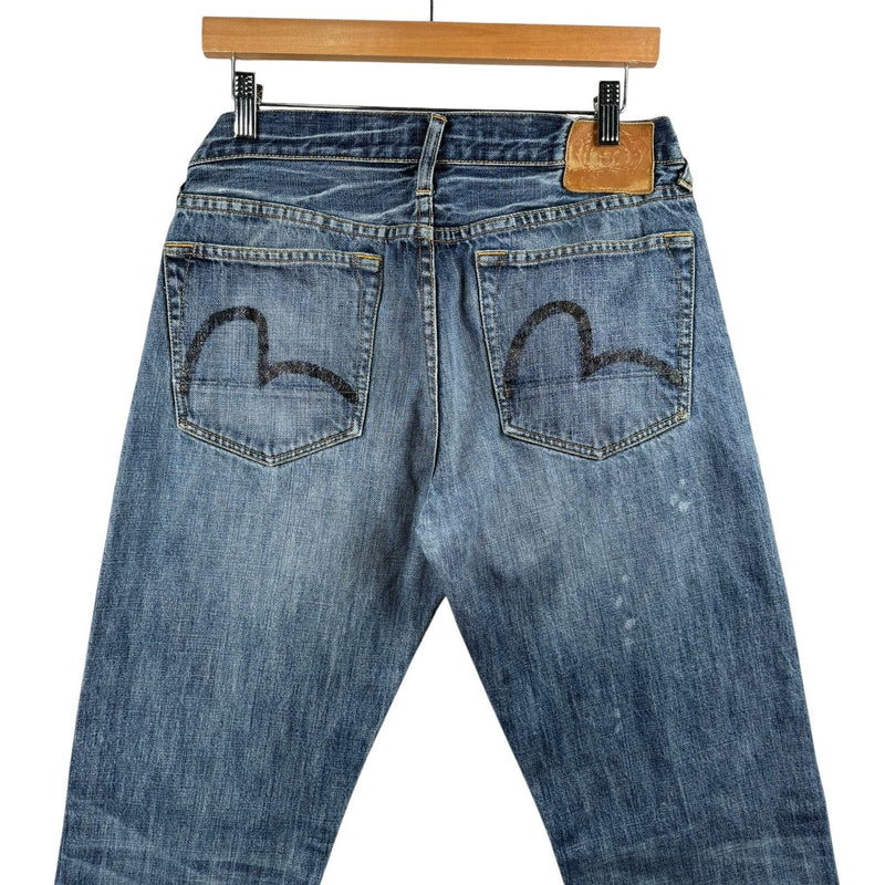 Vintage Distressed Straight Leg Denim Jeans 33