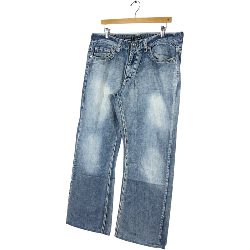 Y2K Helix Emboridered Wide Leg Denim Jeans 36x32