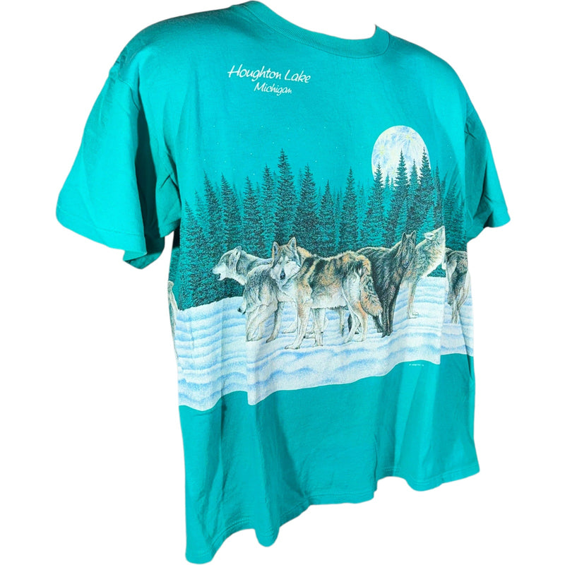 Vintage Houghton Lake Michigan Wolf Pack Souvenir Tee