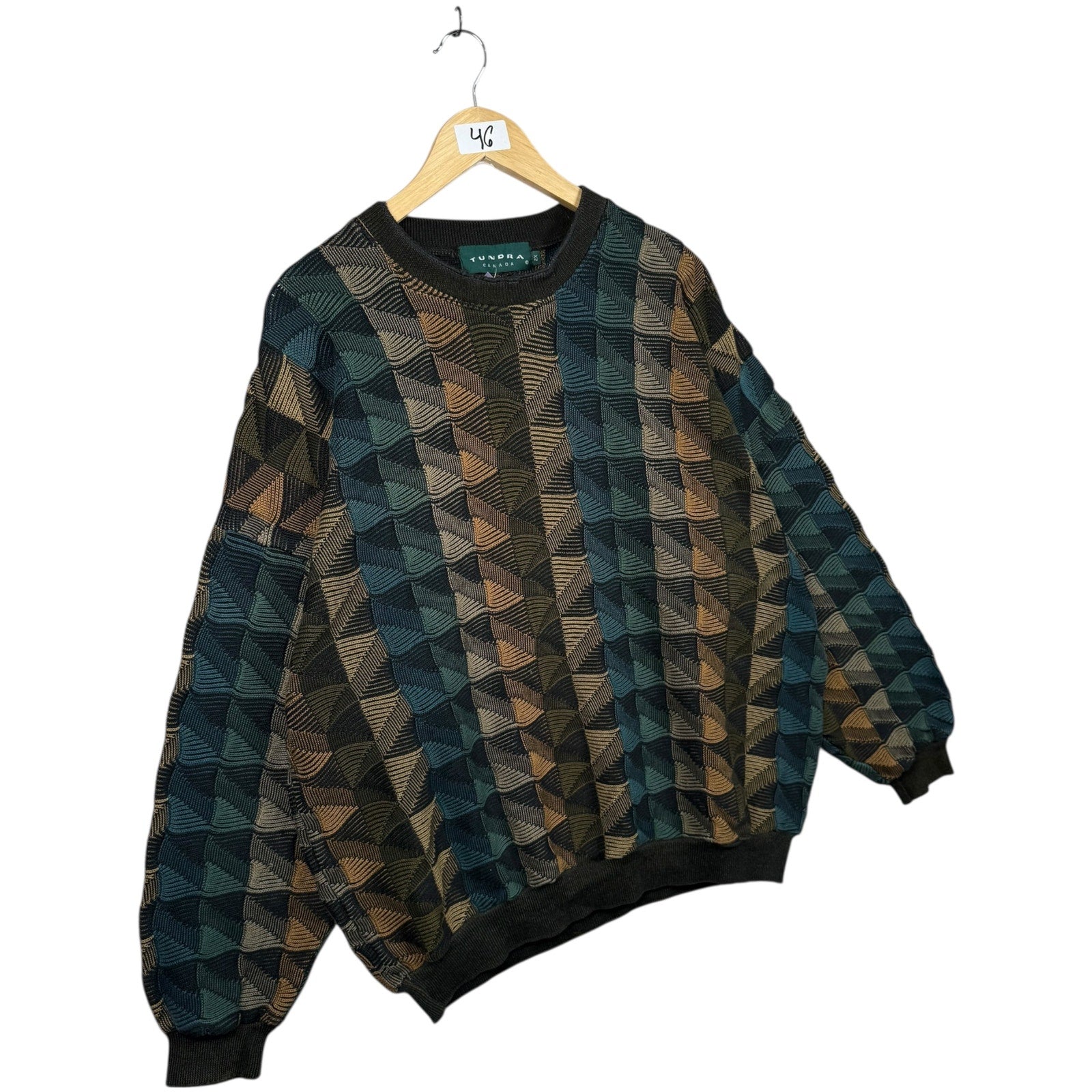 Vintage Tundra AOP Triangle Pattern Pullover Knit Sweater
