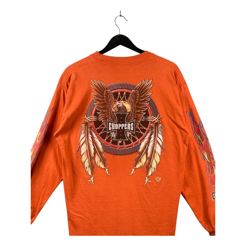 Vintage Choppers Eagle Flames Long Sleeve T-Shirt