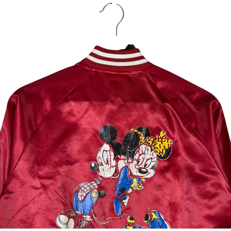 Vintage Disney "Mickey + Minnie" Satin Bomber Jacket 90s