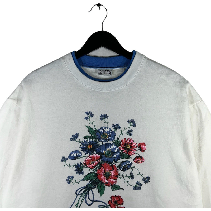 Vintage Basic Editions Flowers Double Collar Crewneck 90s