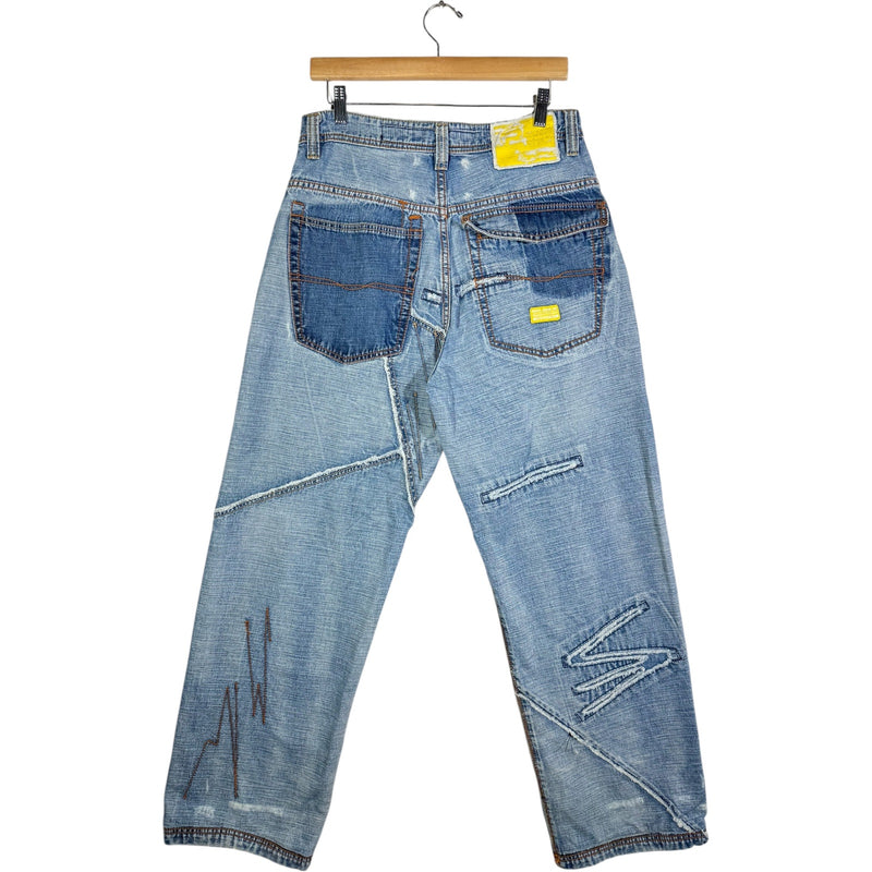 Vintage Straight Leg Contrast Stitch Denim Jeans