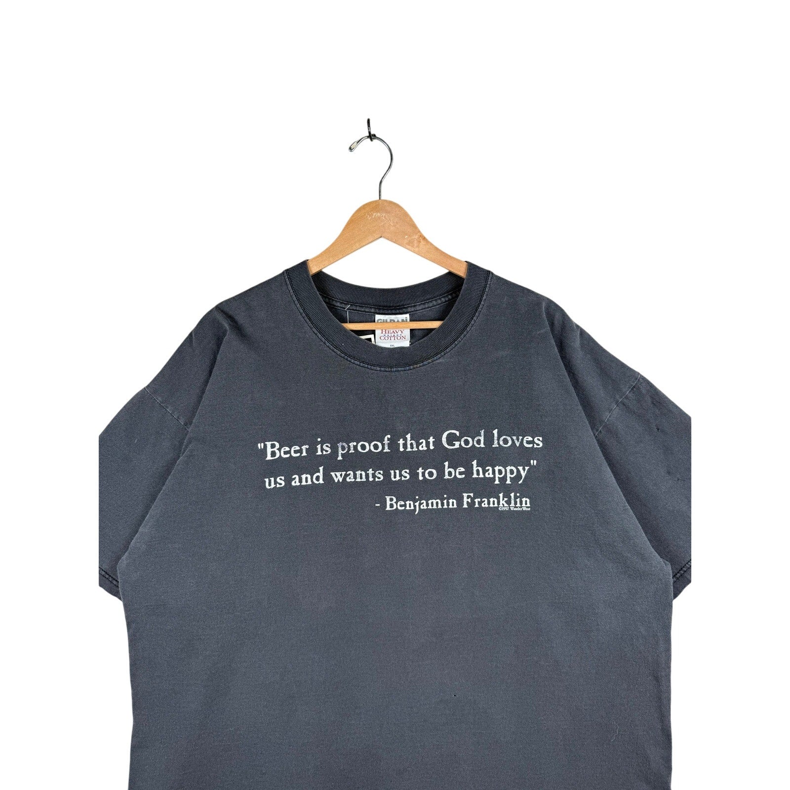 Vintage Benjamin Franklin Beer Quote T-Shirt