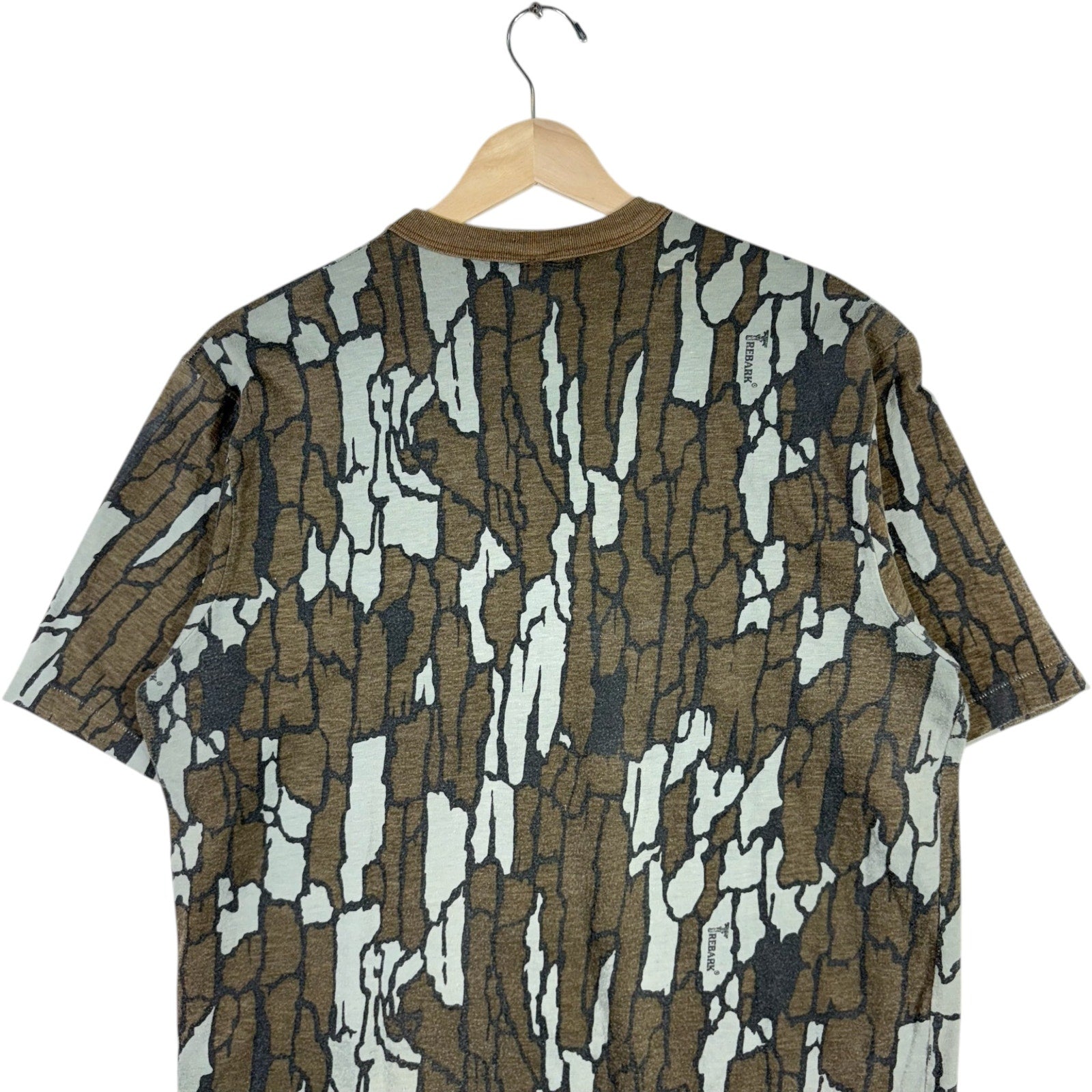 Vintage Trebark Tree Bark Camouflage Pocket Tee