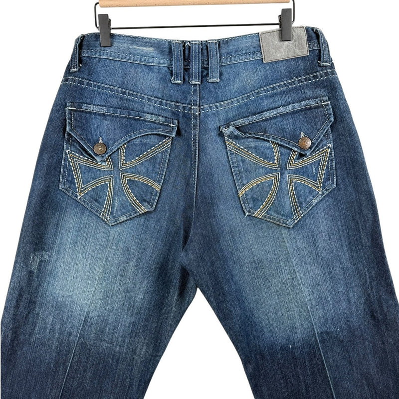 Vintage Seven Jeans Embroidered Cross Pocket Denim Jeans 36