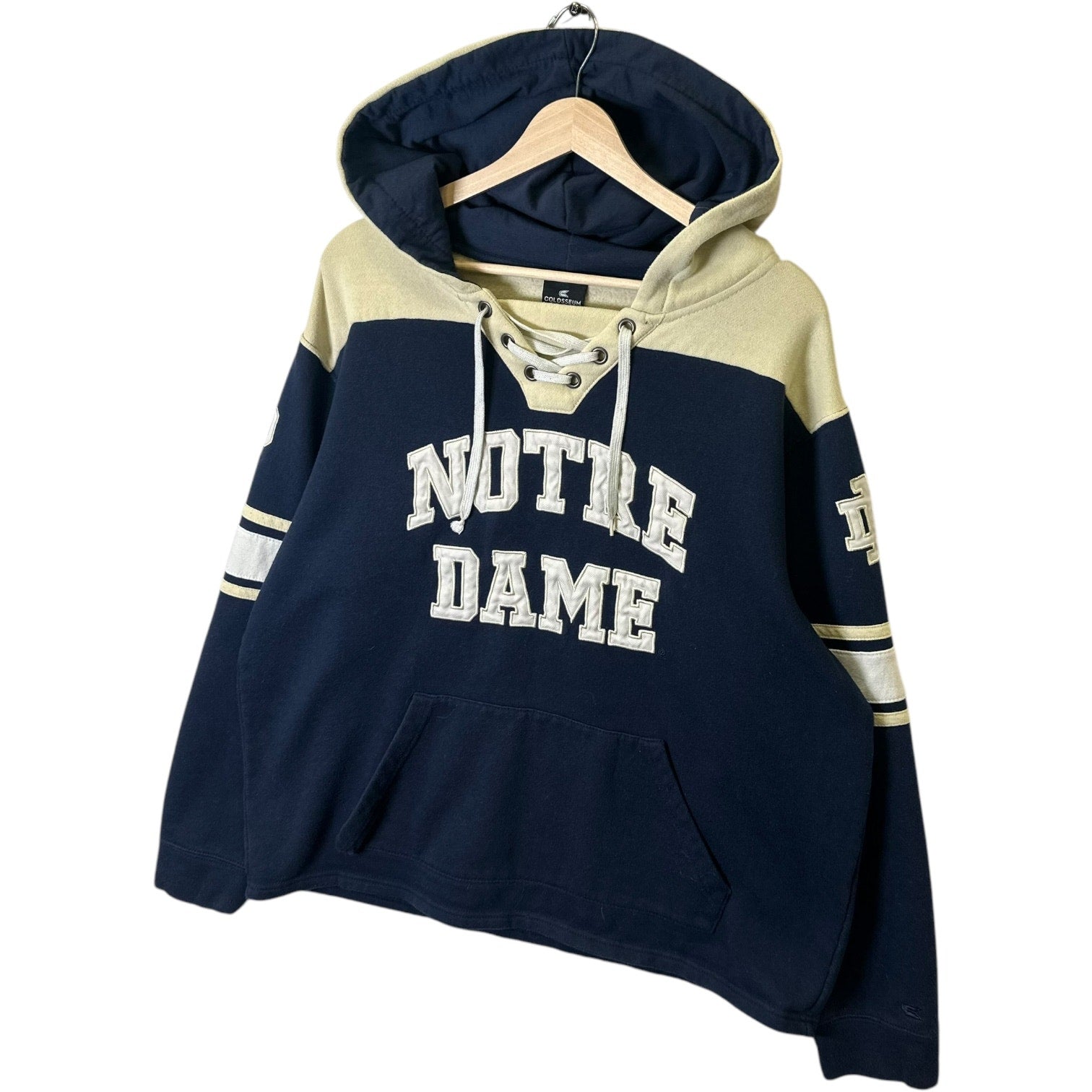 Vintage University Of Notre Dame Spellout Lace Up Hoodie