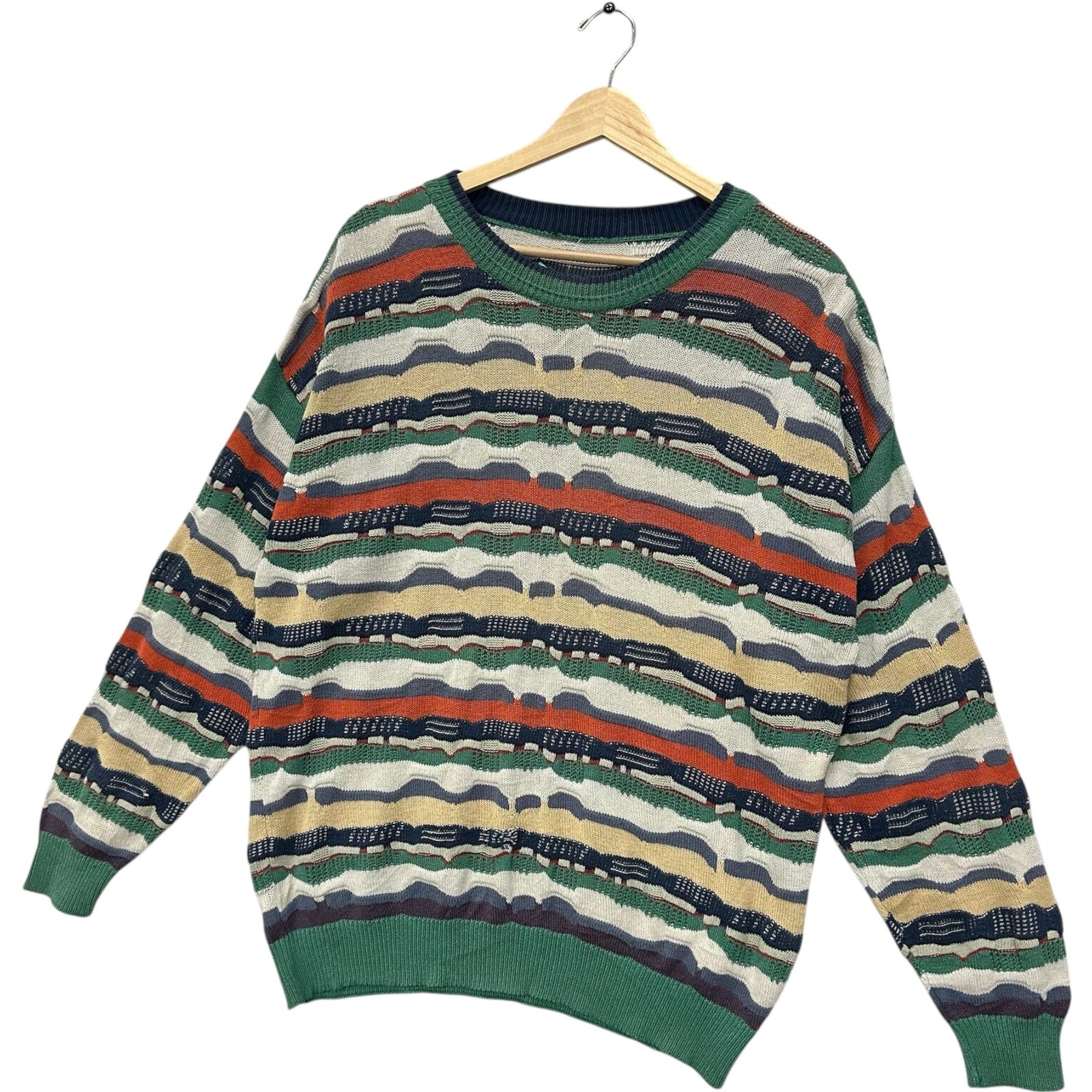 Vintage 3D Textured Patterned Knit Pullover Sweater