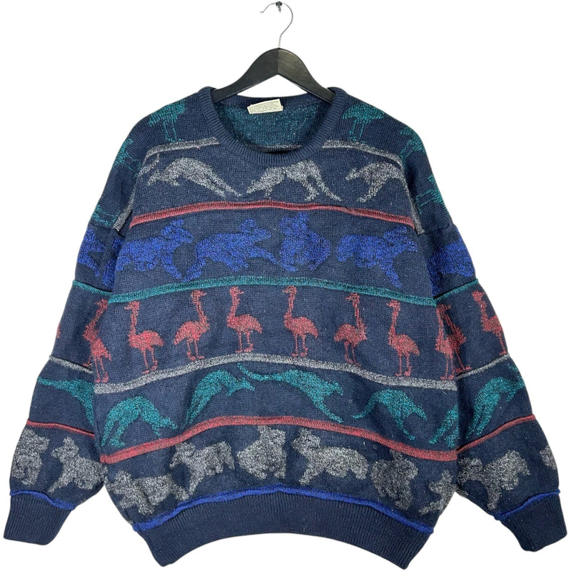 Vintage Hysport Textured Knit Animal Pattern Sweater 90s