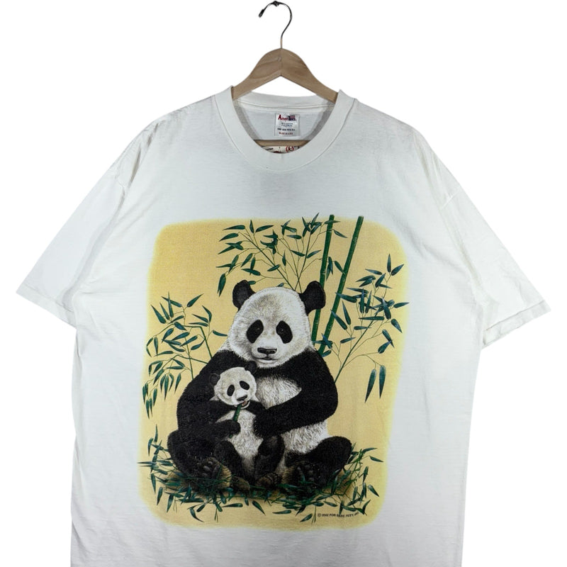 Vintage Panda Family With Bamboo Art Tee OSFA