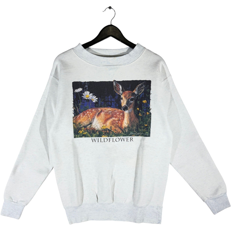 Vintage Wildflower Deer Nature Crewneck 90s