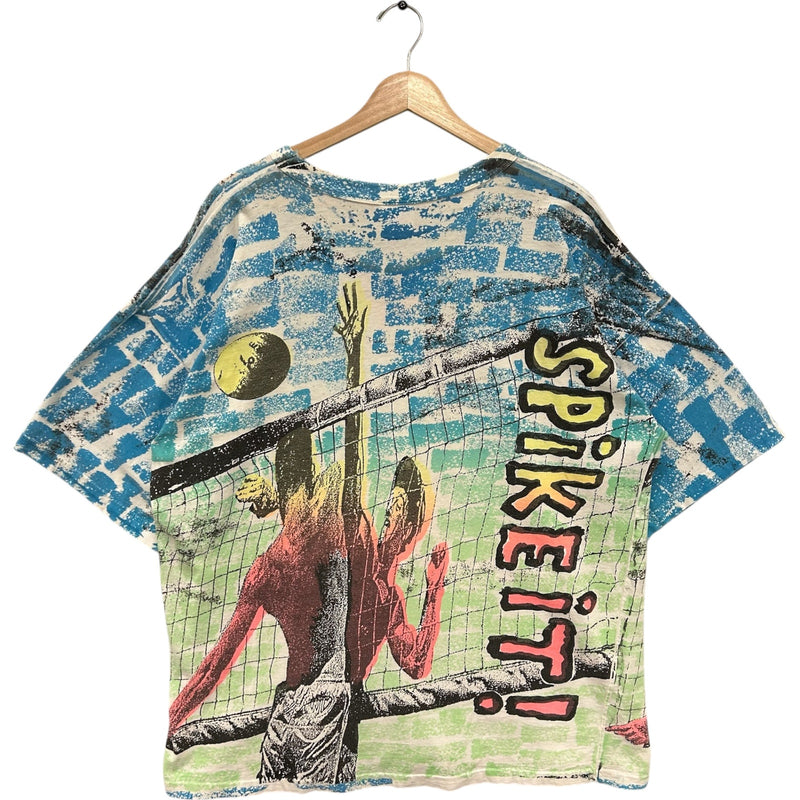 Vintage Spike It Beach Volleyball Double Sided AOP Tee