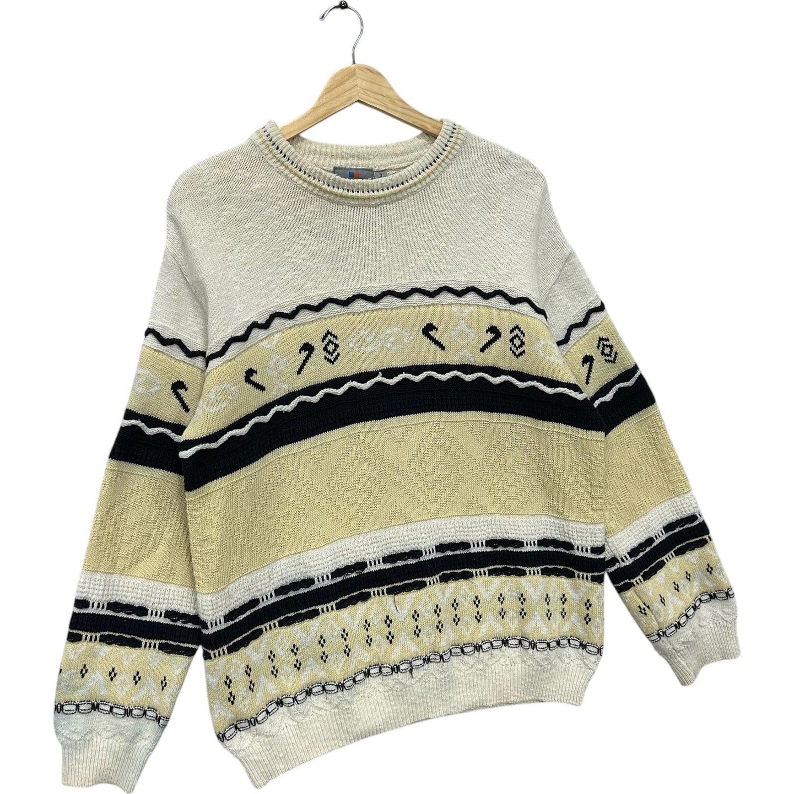 Vintage 3D Textured Patterned Knit Pullover Sweater