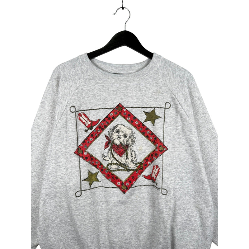 Vintage Western Dog Cowboy Boots Stars Crewneck