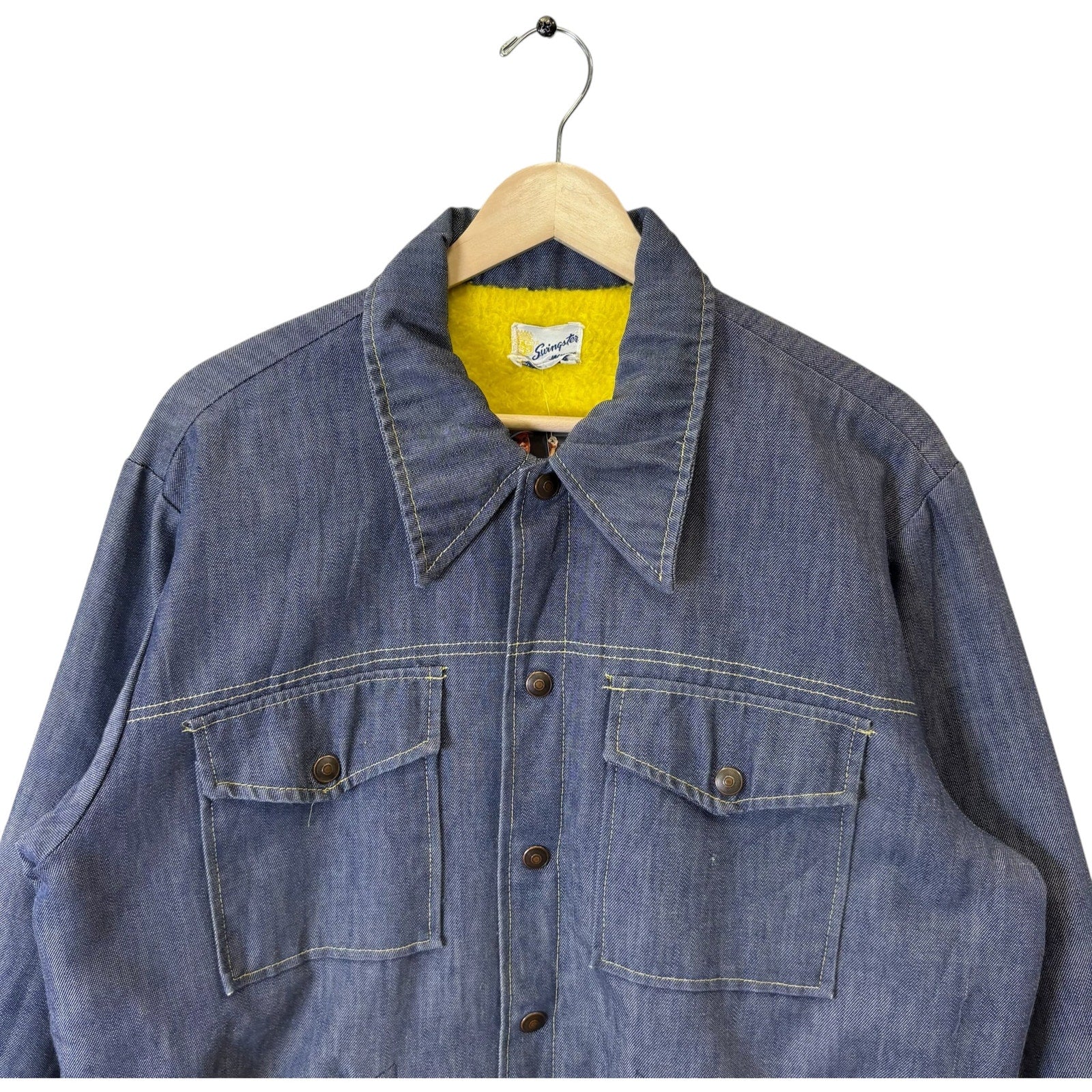 Vintage Swingster Sherpa Lined Button Up Denim Jacket