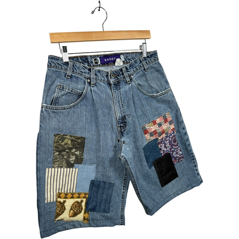 Vintage Levi's Baggy Patchwork Denim Jean Shorts 32