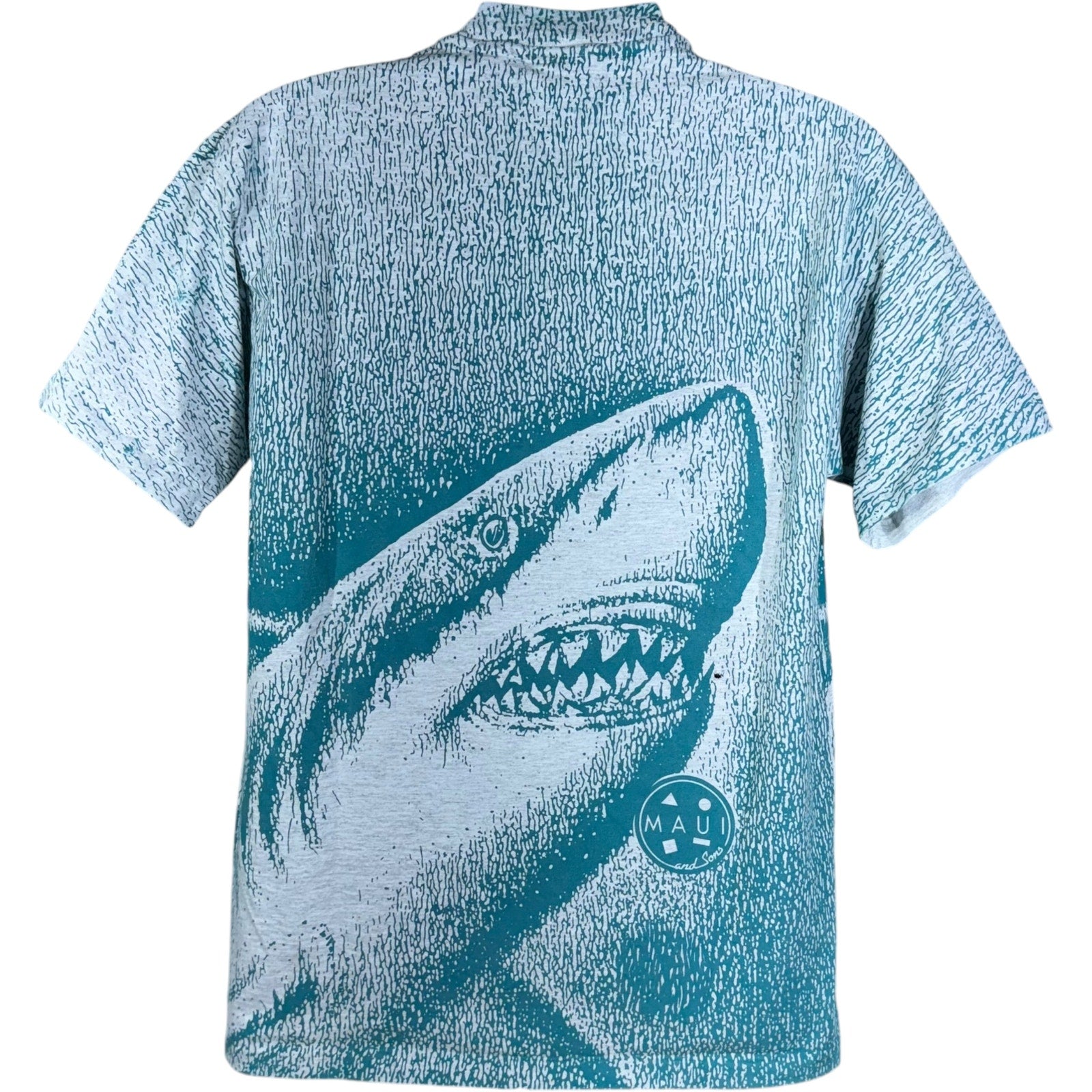 Vintage Maui & Sons Shark AOP Nature Tee 90s