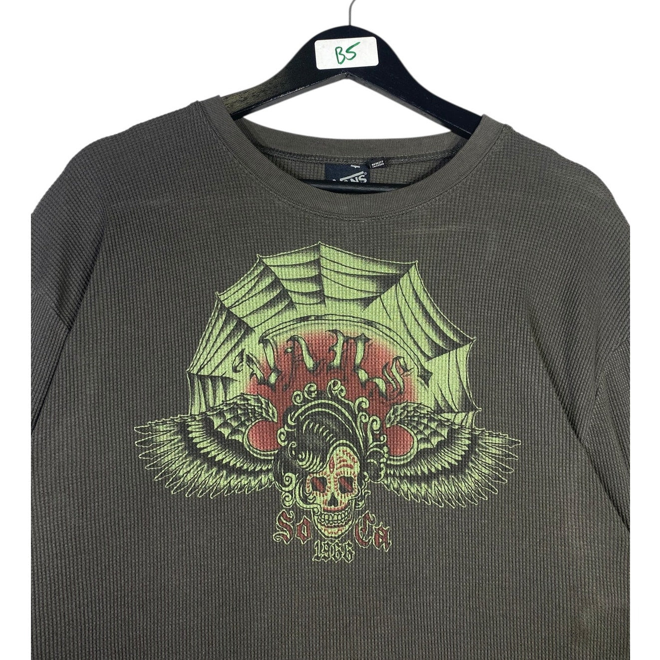 Vintage Vans Skull Graphic Waffle Knit Long Sleeve T-Shirt