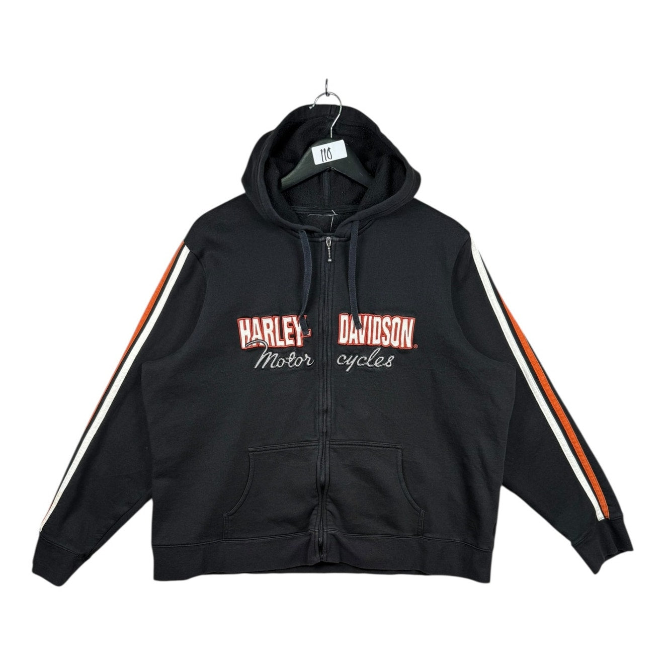 Vintage Harley Davidson Racing Stripes Zip-Up Hoodie