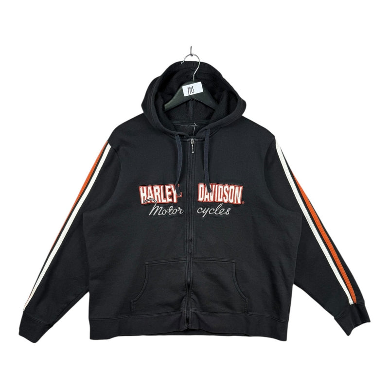 Vintage Harley Davidson Racing Stripes Zip-Up Hoodie