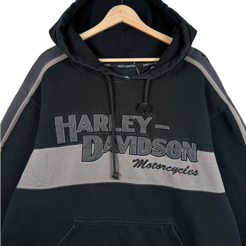 Vintage Harley Davidson Embroidered Two Tone Hoodie