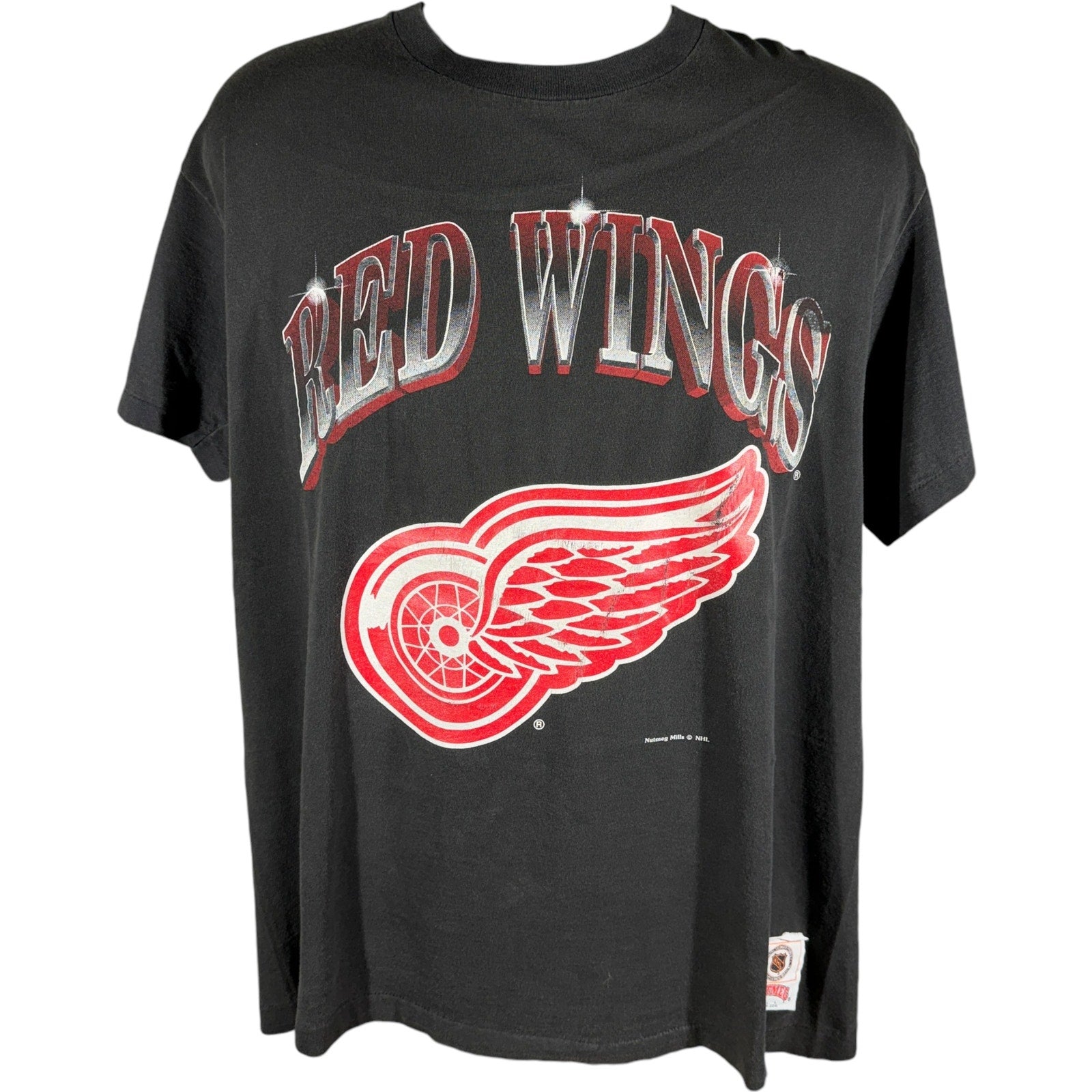 Vintage Nutmeg Detroit Red Wings Spellout Logo Tee 90s