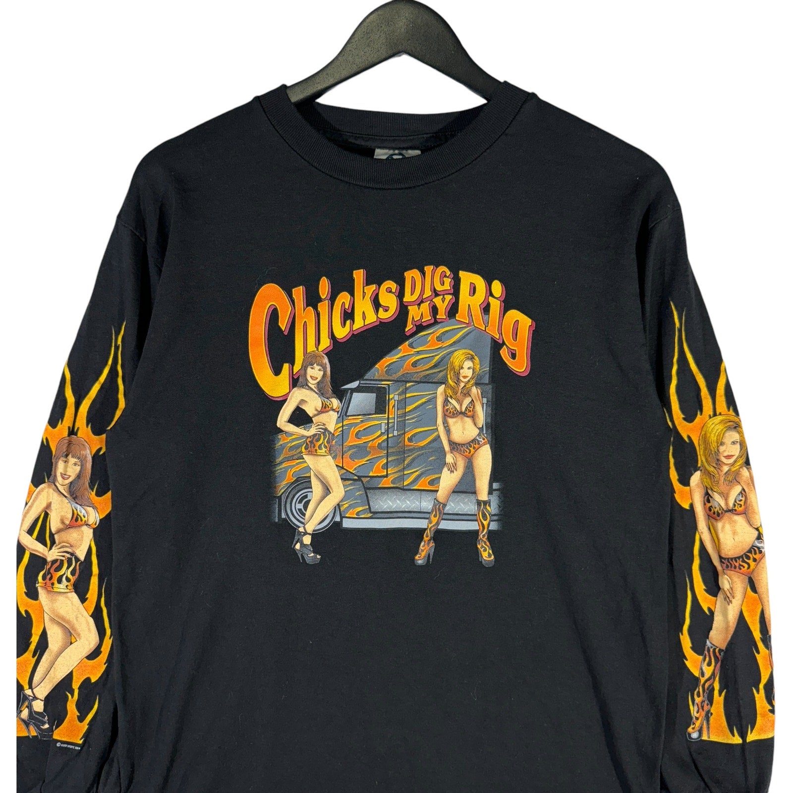 Vintage "Chicks Dig My Rig" Flames Long Sleeve