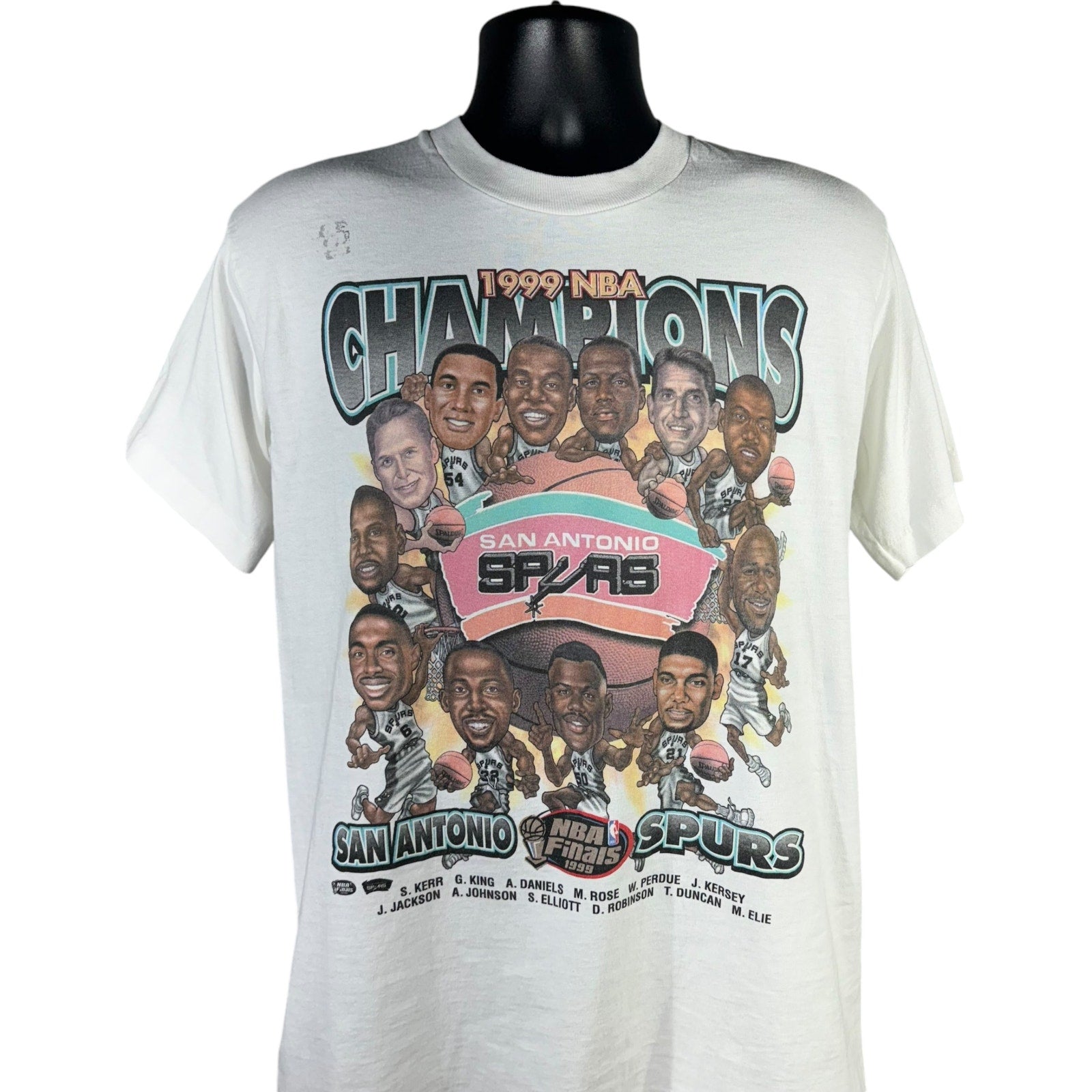 Vintage San Antonio Spurs NBA Champions Caricature Tee 1999