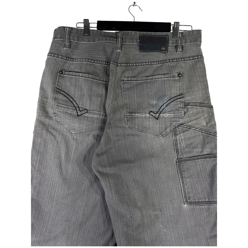 Vintage Cross pattern Baggy Fit Denim Carpenter Shorts 37