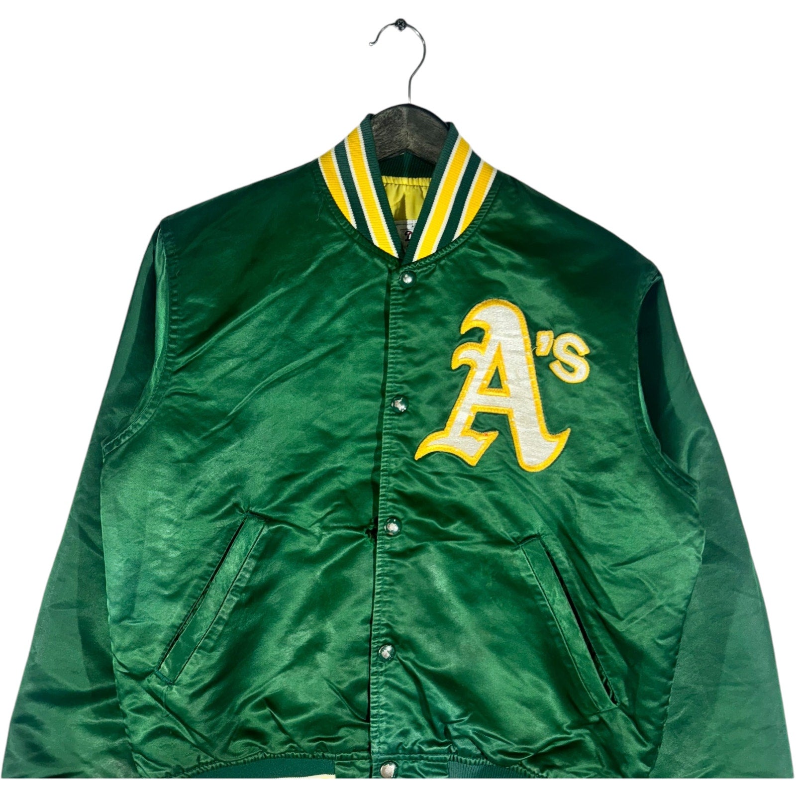 Vintage Starter Oakland A's Satin Bomber Jacket