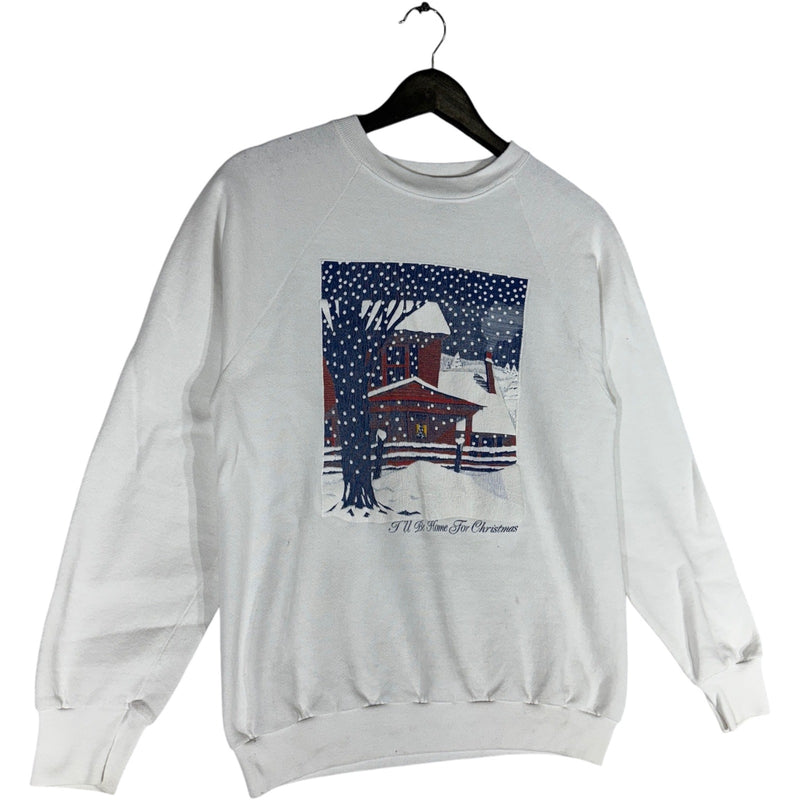 Vintage Snowy House "I'll Be Home For Christmas" Crewneck