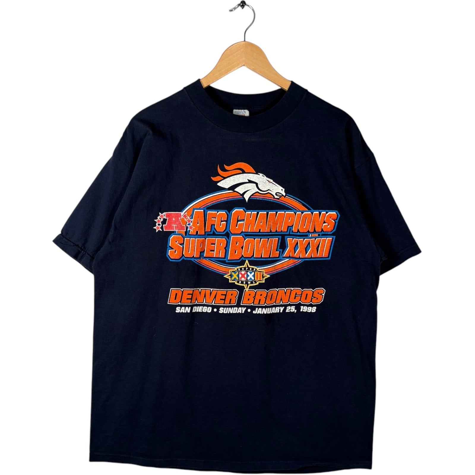 Vintage Logo 7 Denver Broncos Super Bowl 32 NFL Tee 1998