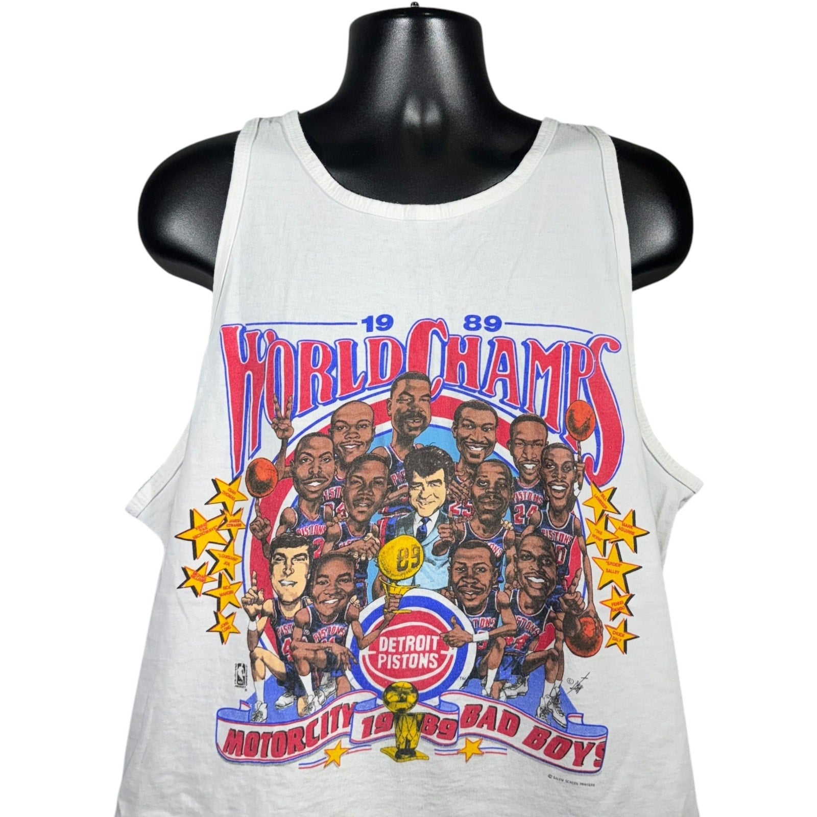 Vintage Detroit Pistons World Champs Caricature Tank Top 80s