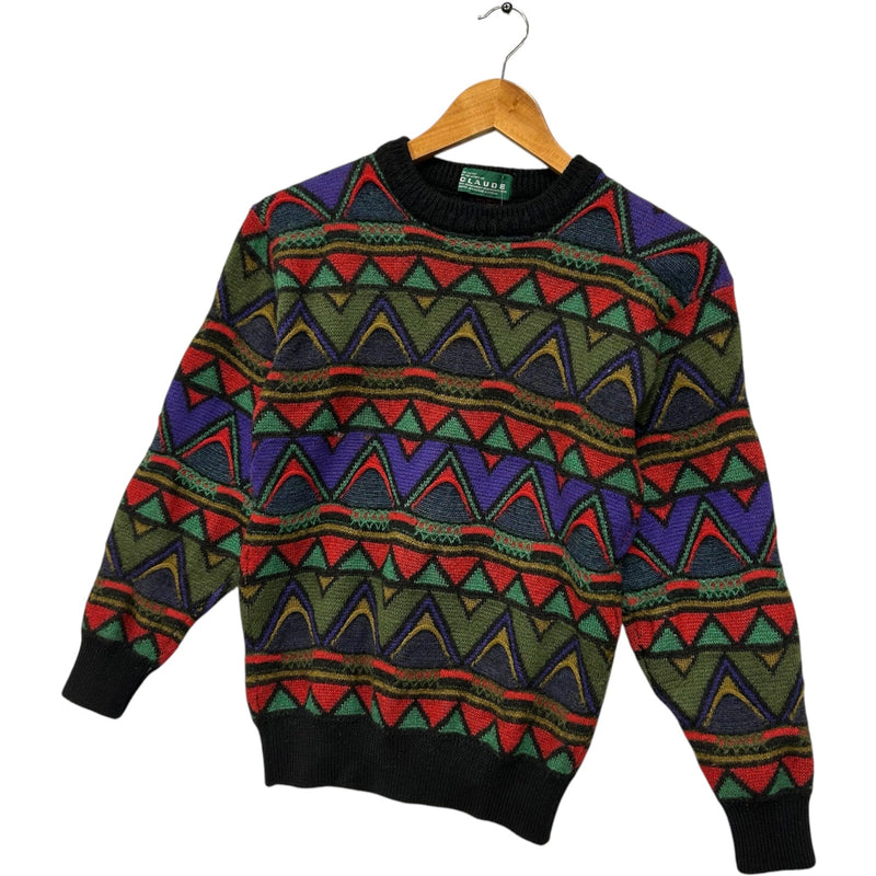 Vintage Claude Geometric Pattern Knit Pullover Sweater 90s