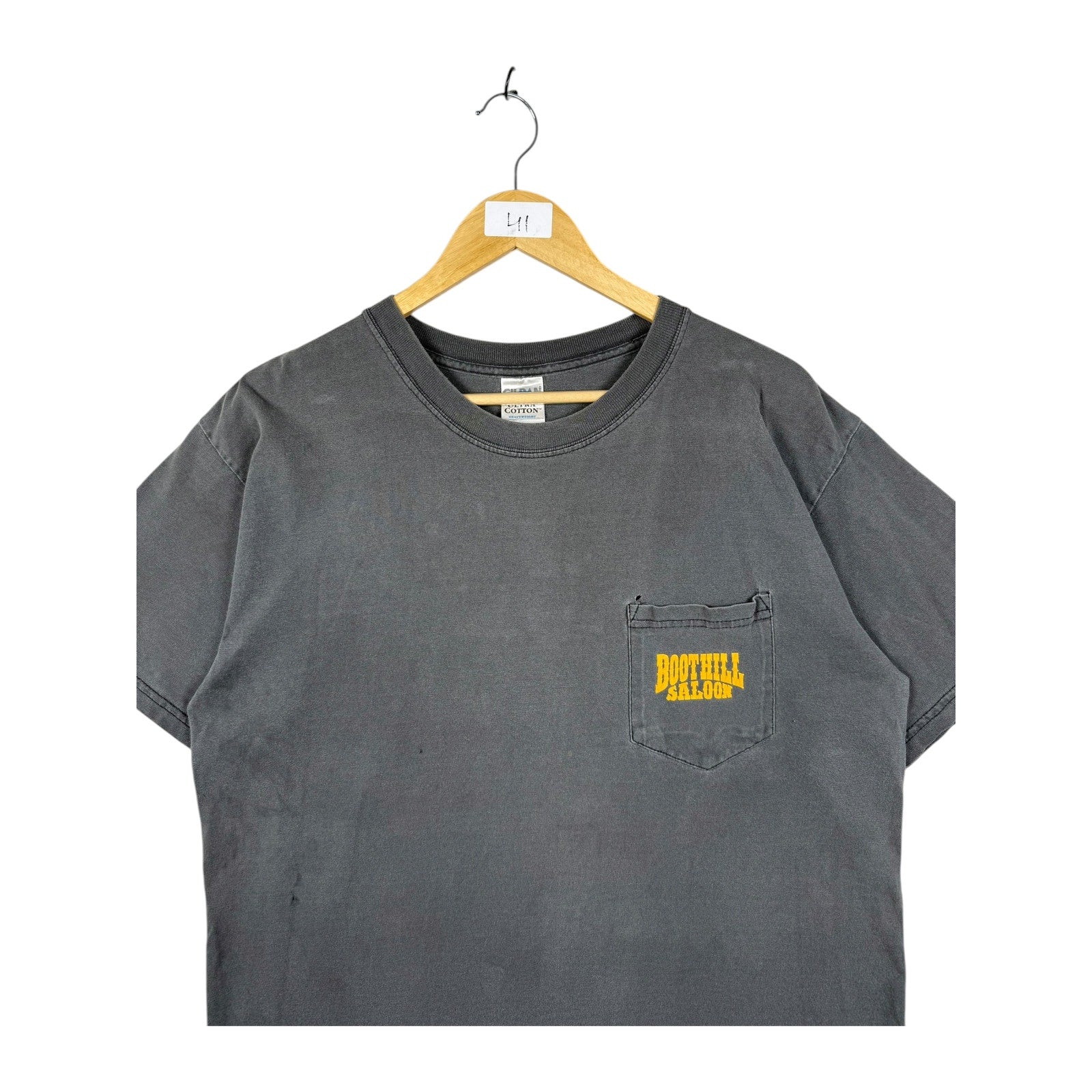 Vintage Boot Hill Saloon Daytona Beach Biker Pocket T-Shirt