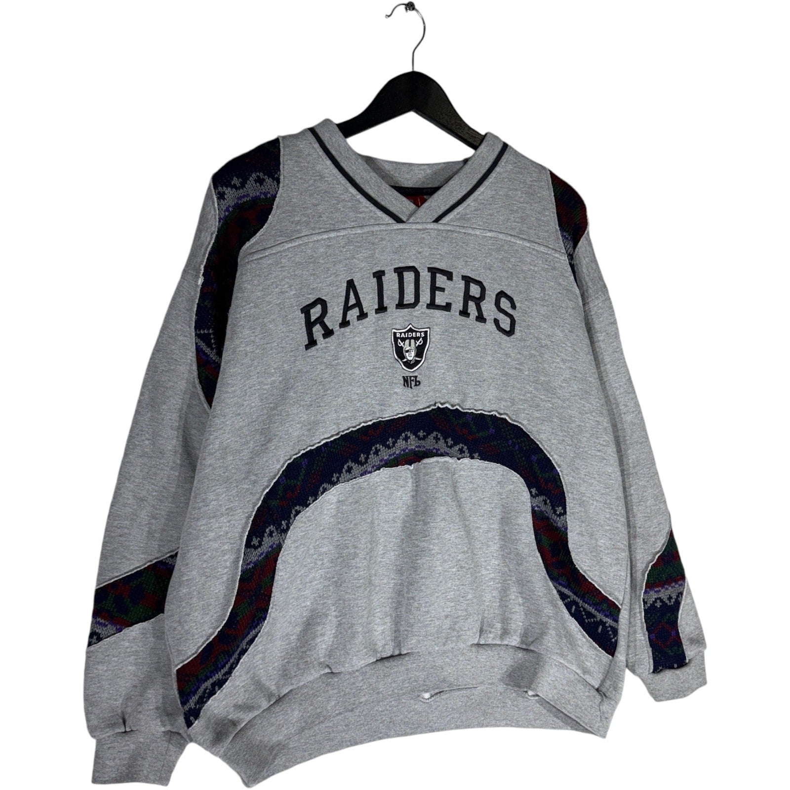 Vintage NFL Oakland Raiders Cut & Sew Spellout Crewneck