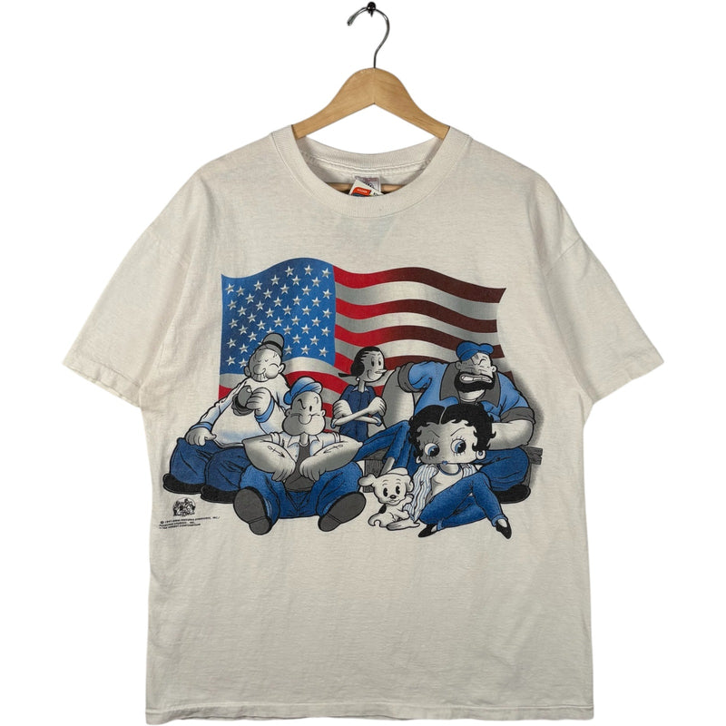 Vintage Popeye Characters American Flag Tee 1997