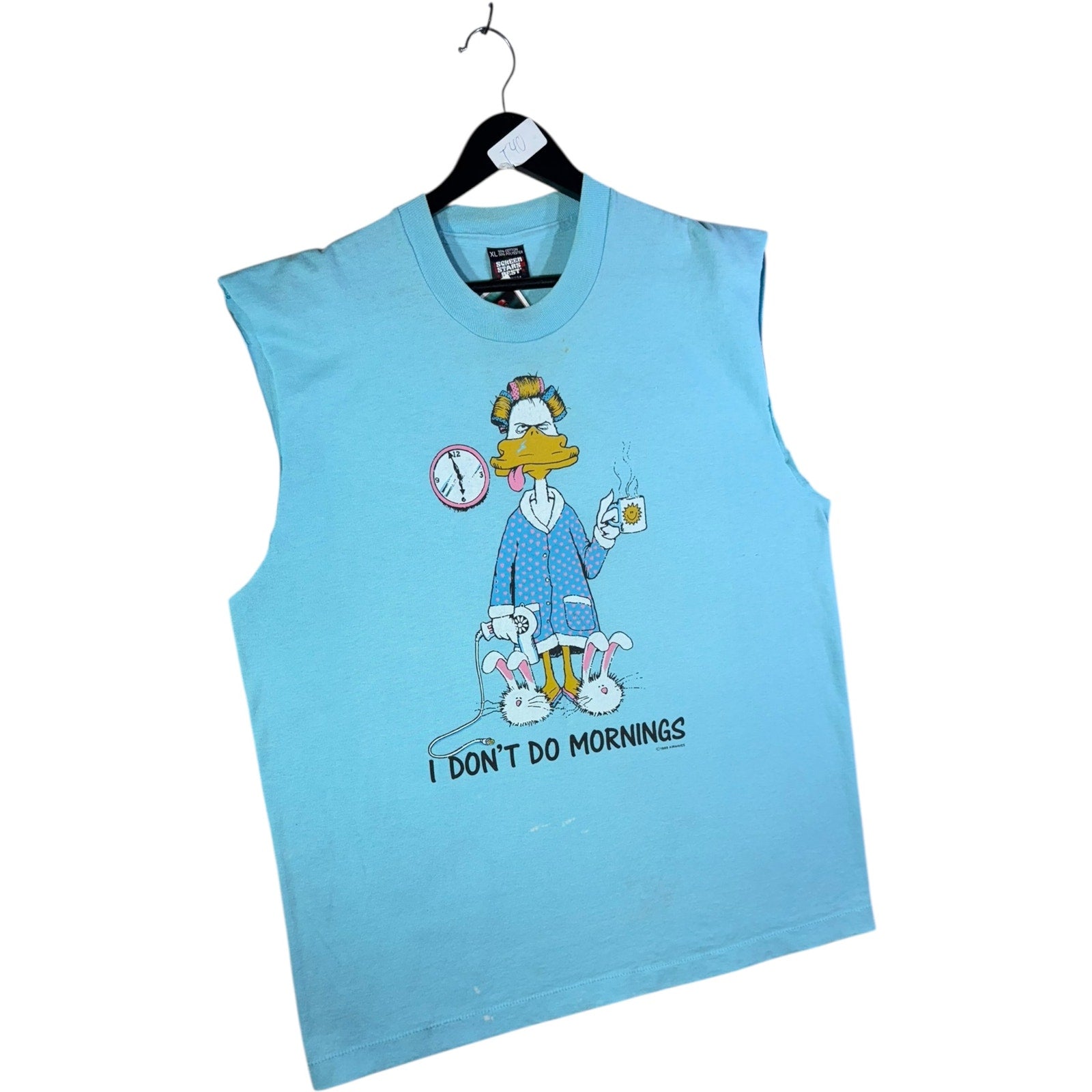 Vintage Screen Stars "Don't Do Mornings" Duck Cartoon Tank Top