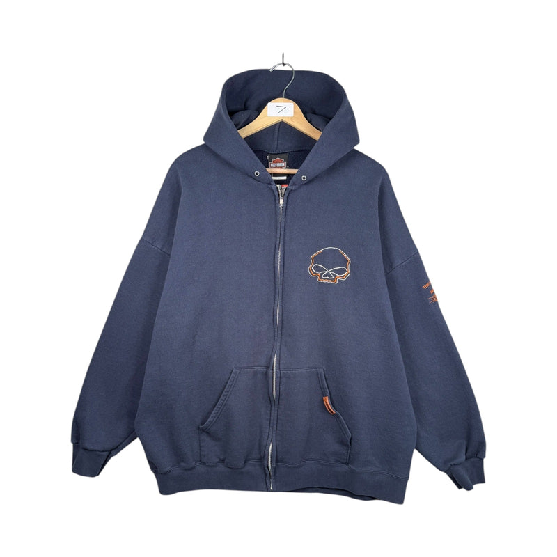 Vintage Harley Davidson Skull Full Zip Hoodie