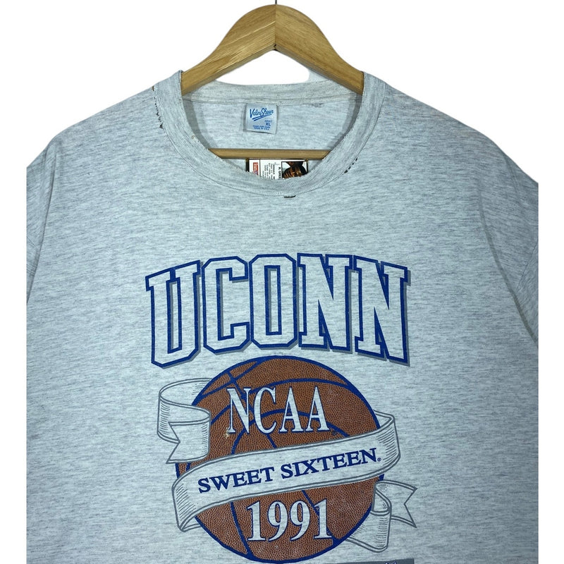 Vintage UCONN Huskies NCAA 1991 Basketball Graphic T-Shirt