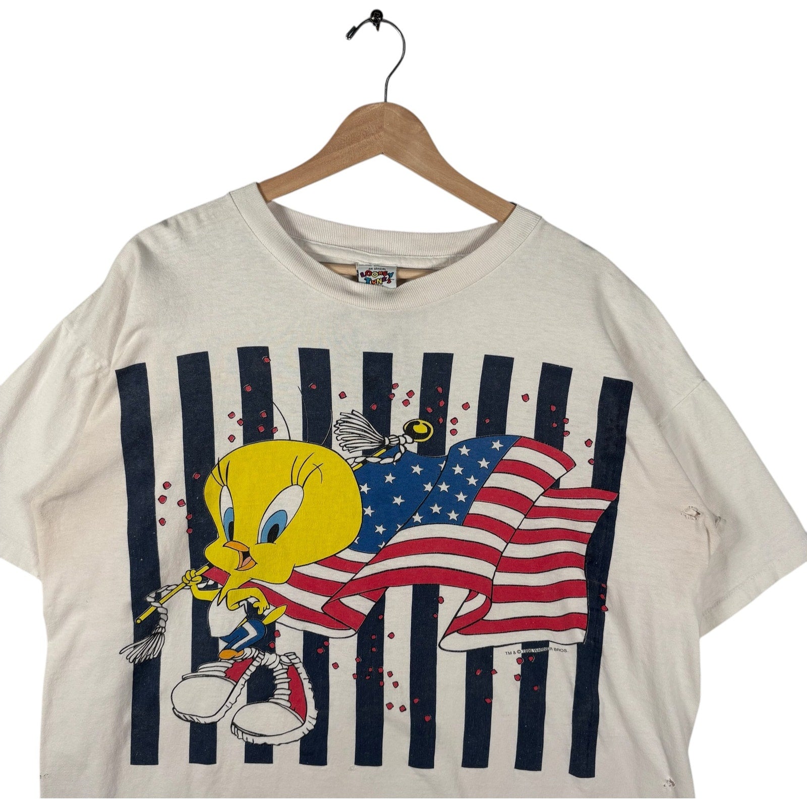 Vintage Looney Tunes Tweety Bird American Flag Tee