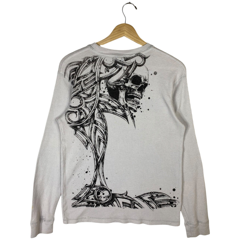 Vintage MMA Elite Skull Tribal Thermal Long Sleeve T-Shirt
