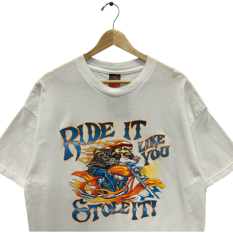 Vintage Hot Leather's "Ride It Like You Stole It" Skull Motorcycle Tee