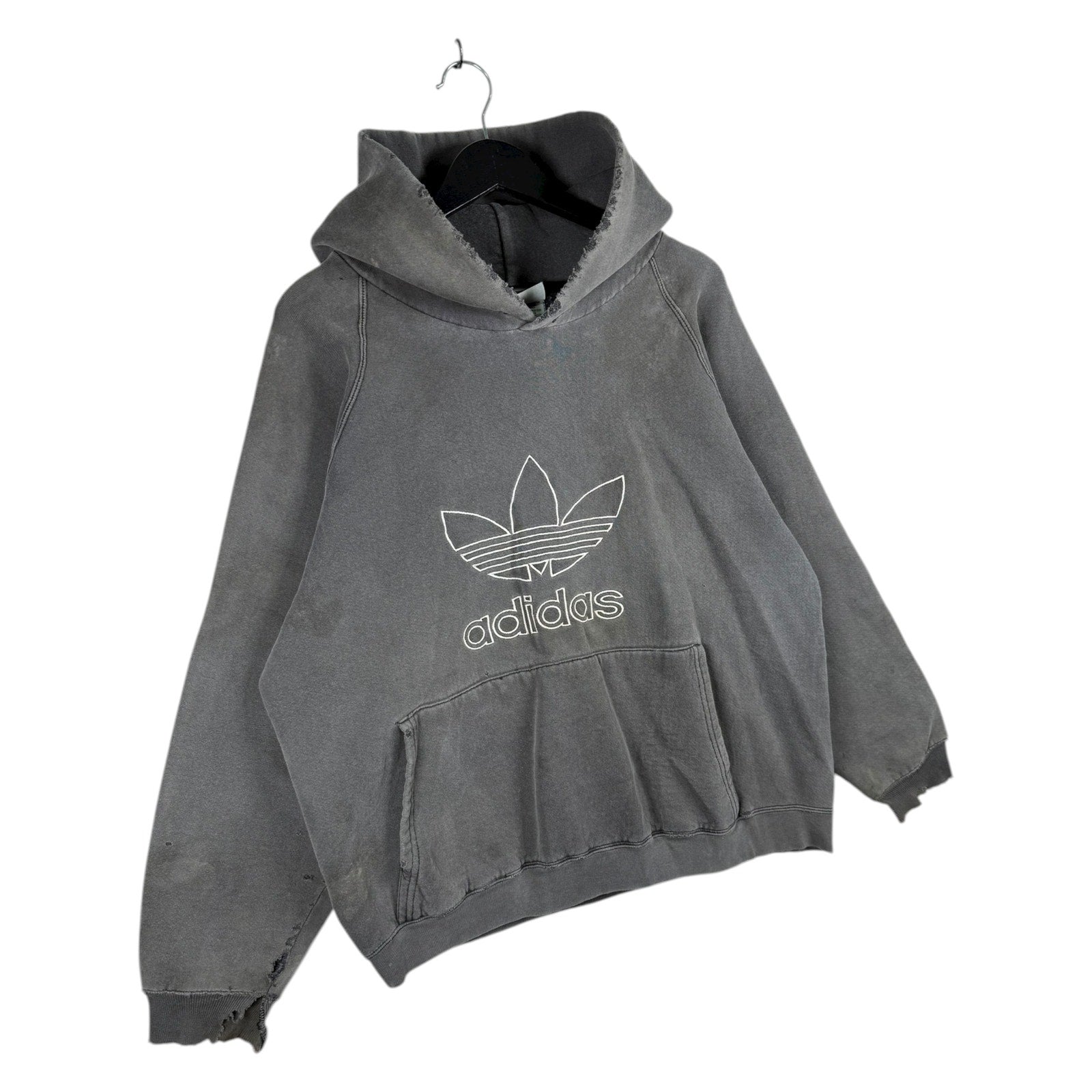 Vintage Adidas Trefoil Logo Distressed Hoodie