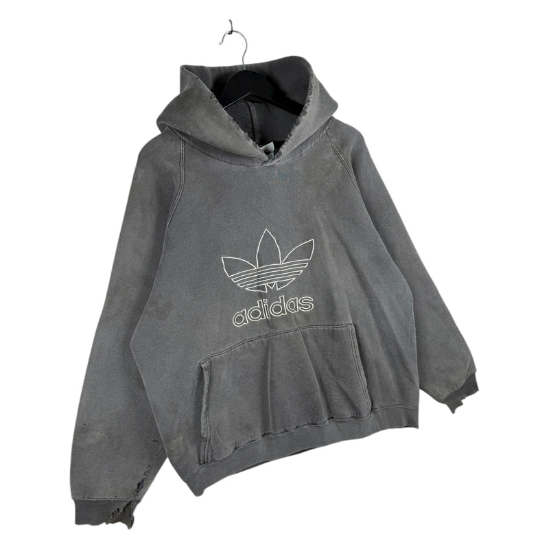 Vintage Adidas Trefoil Logo Distressed Hoodie
