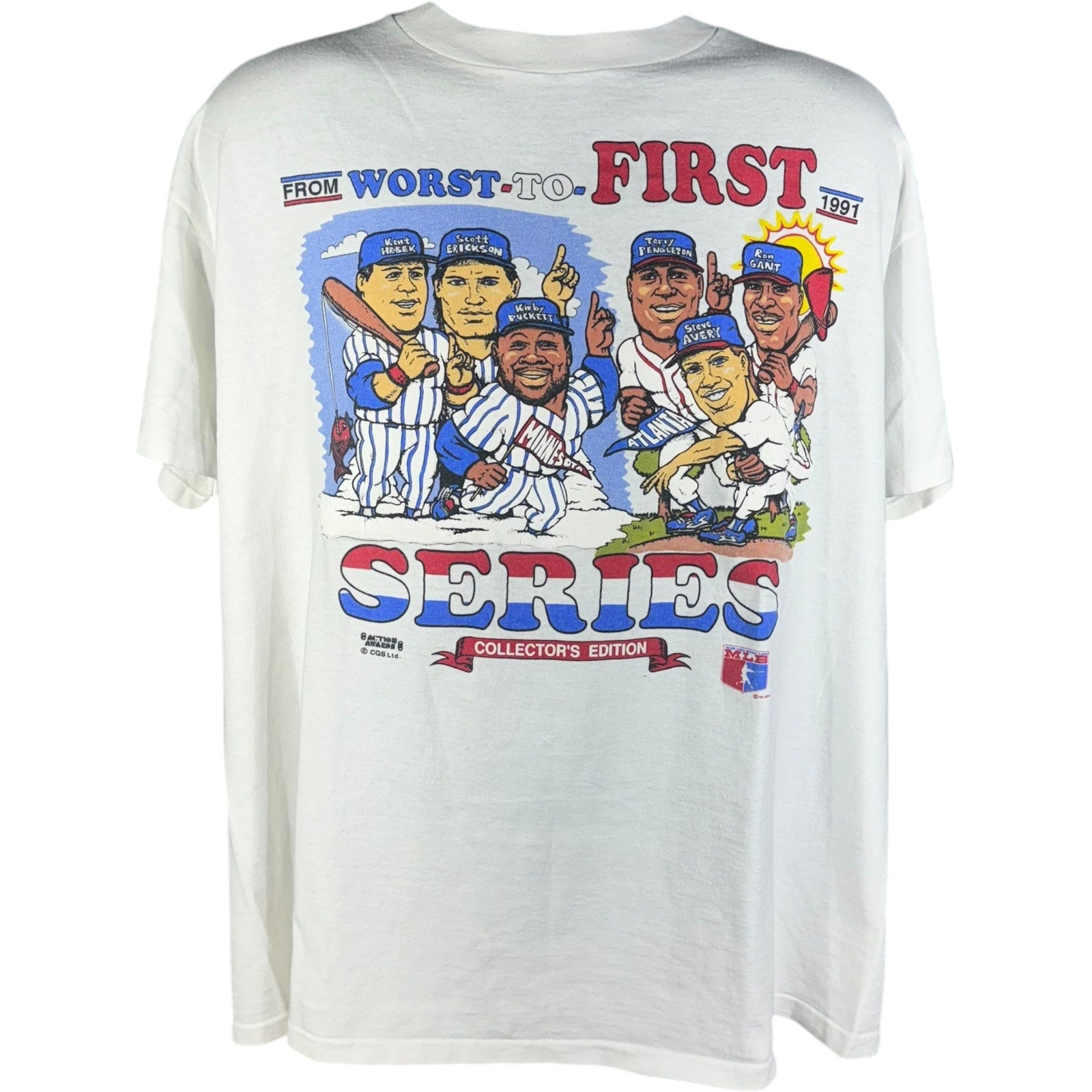 Vintage "Worst To First Series" Twins vs Braves Tee 1991