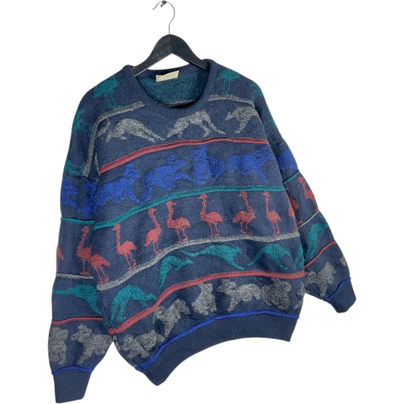 Vintage Hysport Textured Knit Animal Pattern Sweater 90s