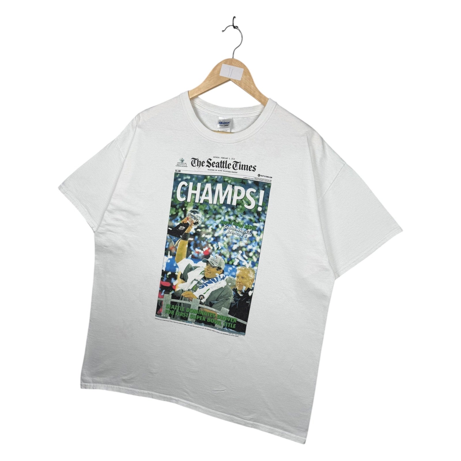 Vintage The Seattle Times Newspaper Cover NFL T-Shirt